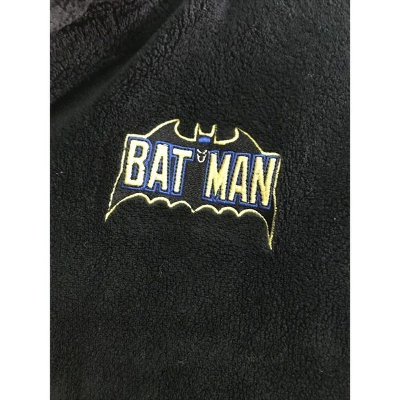 DC Comics Adult One Size Superhero Plush Fleece Mask Hooded Robe Logo Black Tie - Picture 10 of 16